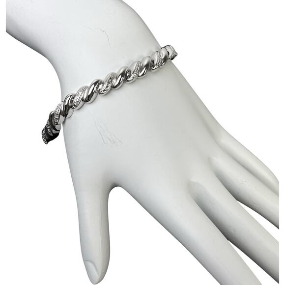 Silver Tone Bracelet PAJ BB China Textured Metal Shiny Smooth Links 8 Inch - Picture 11 of 12